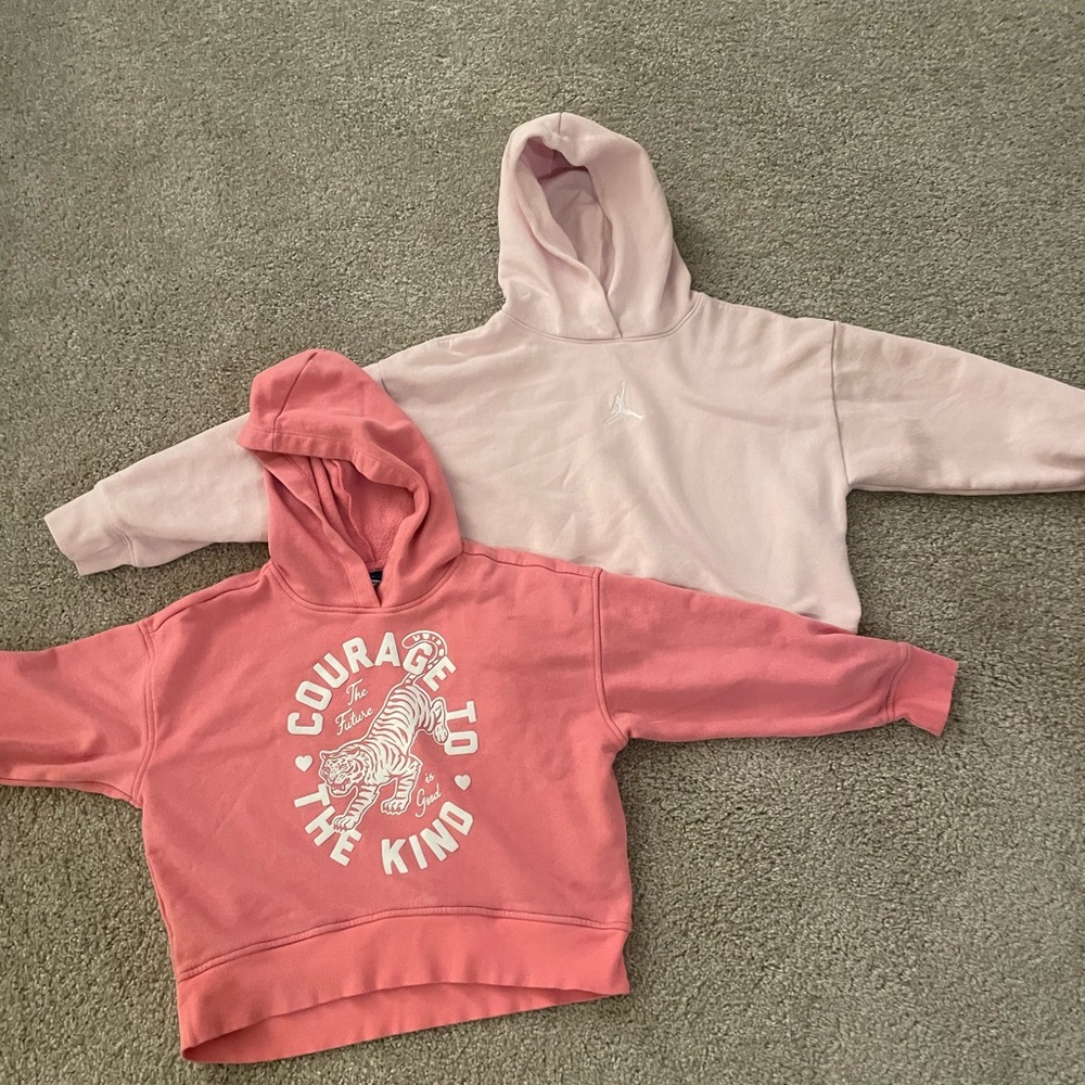 Two hoodies!  Nike Air Jordan and Old Navy Girls Cropped Hoodies Set
